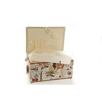 Allary 4397 Jumbo Tan 16 X10 X8 Rectangle Sewing Basket Bundle with 811 Sewing Accessory Kit
