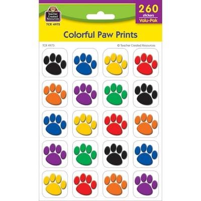 Teacher Created Resources Colorful Paw Print Stickers Value Pack (4973)