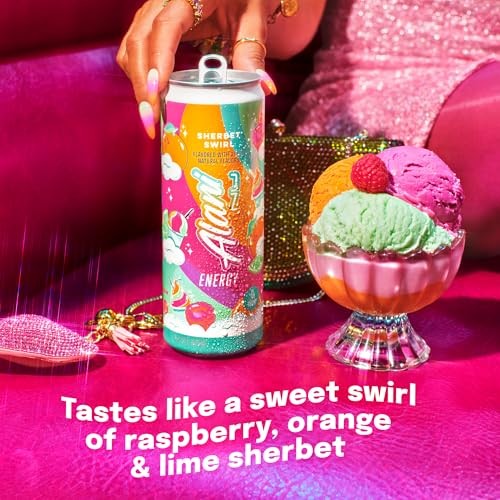 Alani Nu SHERBET SWIRL Sugar Free, Low Calorie Energy Drinks, 200mg Caffeine, Biotin B Vitamins, Zero Sugar, 10 Calories, 12 Fl Oz Cans, 12 Pack thumbnail