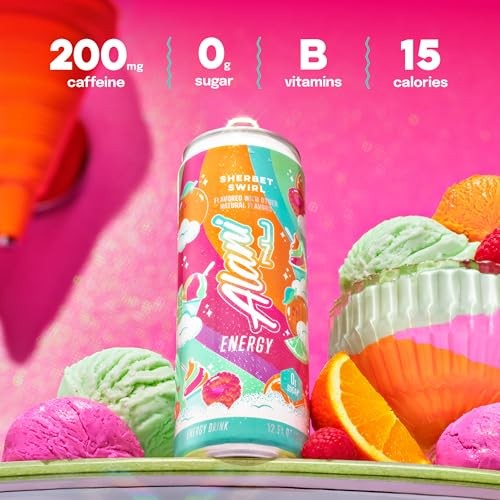 Alani Nu SHERBET SWIRL Sugar Free, Low Calorie Energy Drinks, 200mg Caffeine, Biotin B Vitamins, Zero Sugar, 10 Calories, 12 Fl Oz Cans, 12 Pack thumbnail