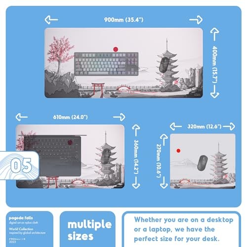 PhaseByte Pagoda Falls Extended Gaming Mouse Pad - Non-Slip Large Mouse Mat with Stitched Edges, Smooth Micro-Fiber Computer Desk Mat, Hand Washable G thumbnail