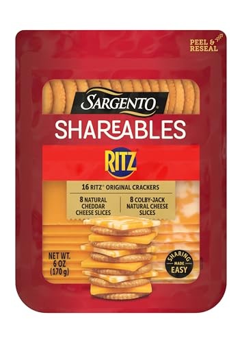 Sargento Shareables Natural Cheddar & Colby-Jack Sliced Cheese with Ritz Original Crackers Cheese Tray, 6 Oz.