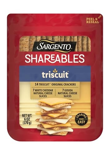Sargento Shareables Natural White Cheddar & Gouda Sliced Cheese with Triscuit Original Crackers Cheese Tray, 6 Oz.