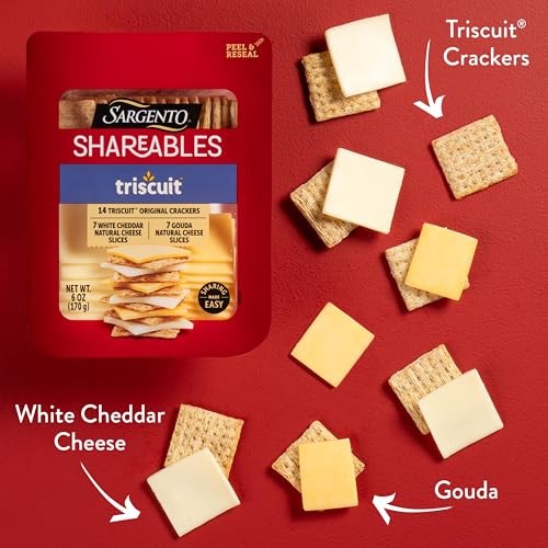 Sargento Shareables Natural White Cheddar & Gouda Sliced Cheese with Triscuit Original Crackers Cheese Tray, 6 Oz. thumbnail