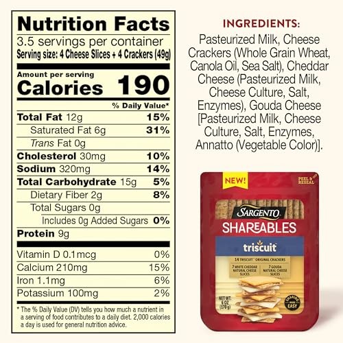 Sargento Shareables Natural White Cheddar & Gouda Sliced Cheese with Triscuit Original Crackers Cheese Tray, 6 Oz. thumbnail