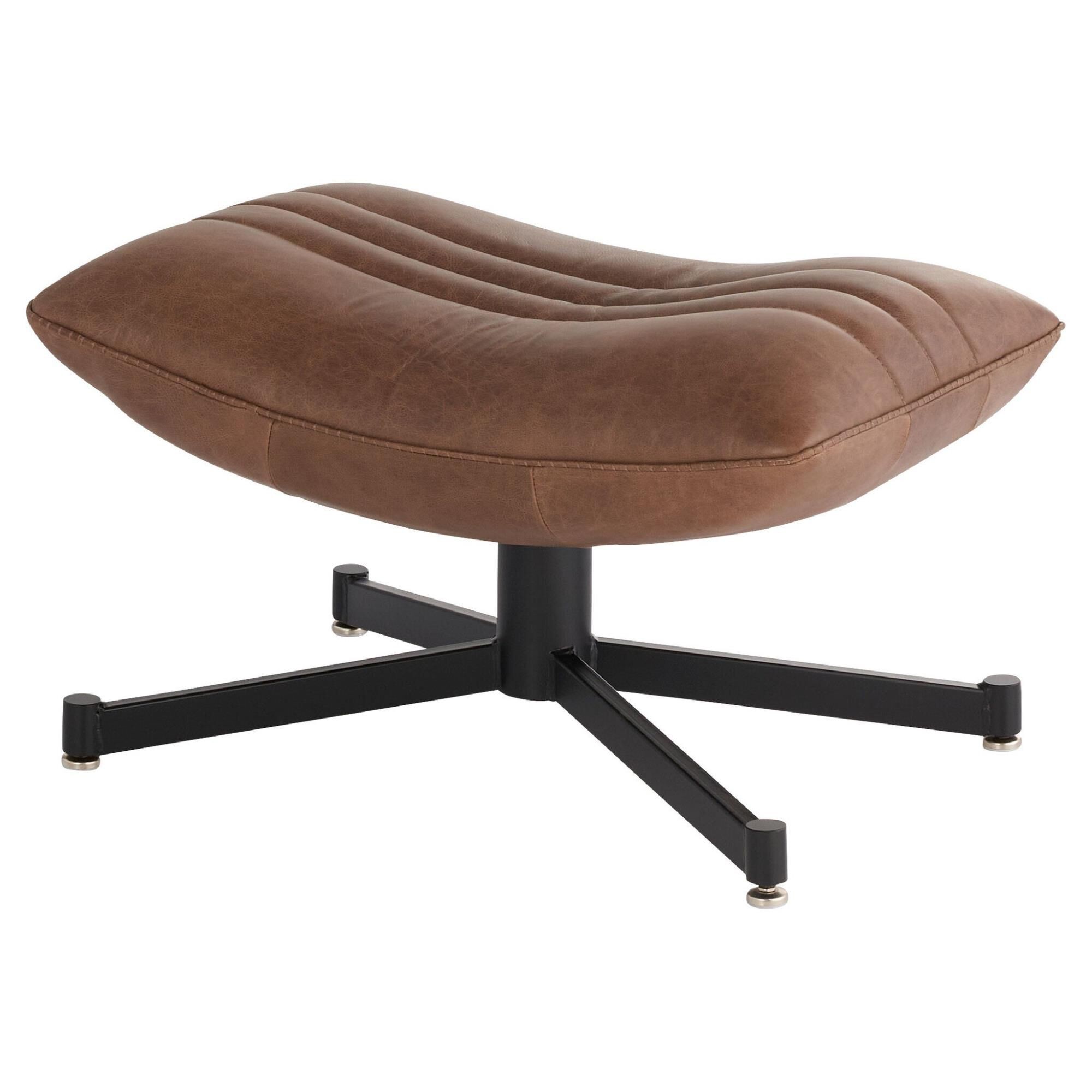 Cyan Design 11808 Eduarda 16.5 Inch Medium Brown Distressed Leather Ottoman