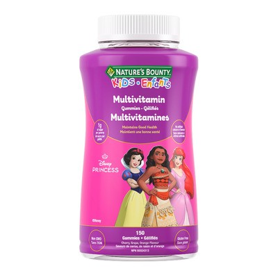 Nature's Bounty Kids Multivitamin, Disney Princess, Only 1g Sugar per Gummy, Supports Immune System, Eye Health, Bones, and Teeth, Source of Antioxida