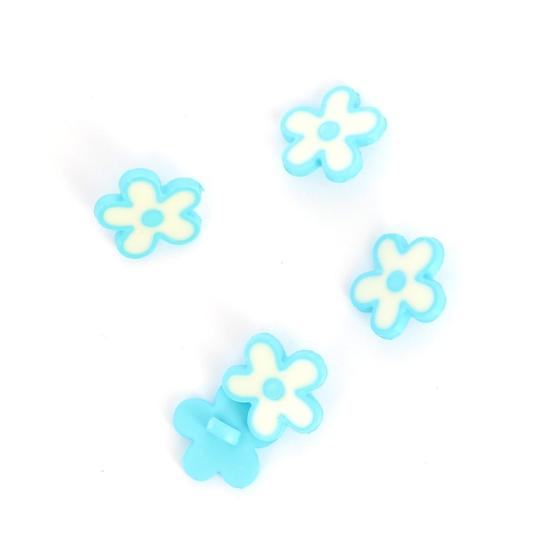 Knpfe in Blumenform Blau 15 Mm - MT Stofferie