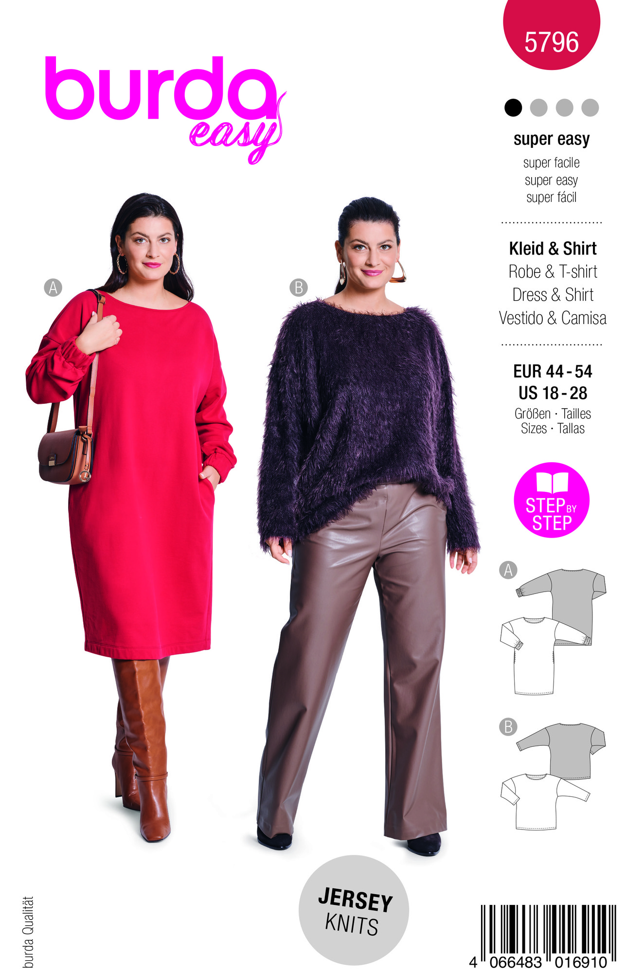 Burda Schnittmuster 5796 Kleid/T-Shirt Gr. 44-54 - Burda - MT Stofferie