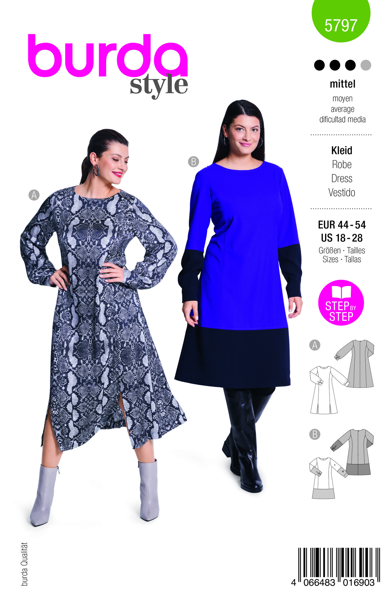 Burda Schnittmuster 5797 Damenkleid Gr. 44-54 - Burda - MT Stofferie