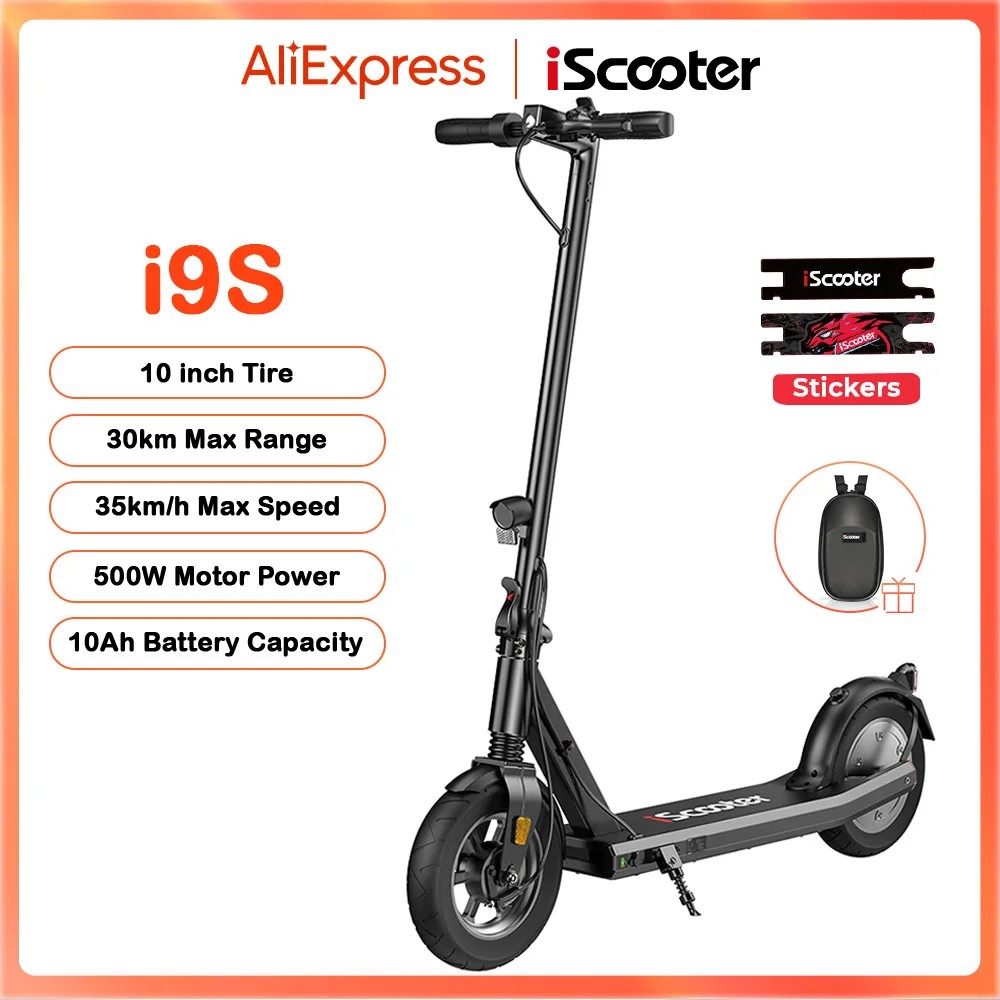 IScooter-patinete Eléctrico I9s Para Adulto, Scooter Plegable De 10 Pulgadas, 10Ah, 500W, 30 Km/h,