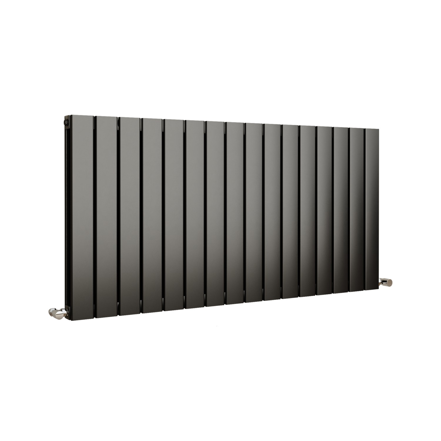 Eco Eleganza Midnight Black Horizontal Flat Designer Aluminium Radiator 600x1200mm Double Panel 4890 BTU thumbnail