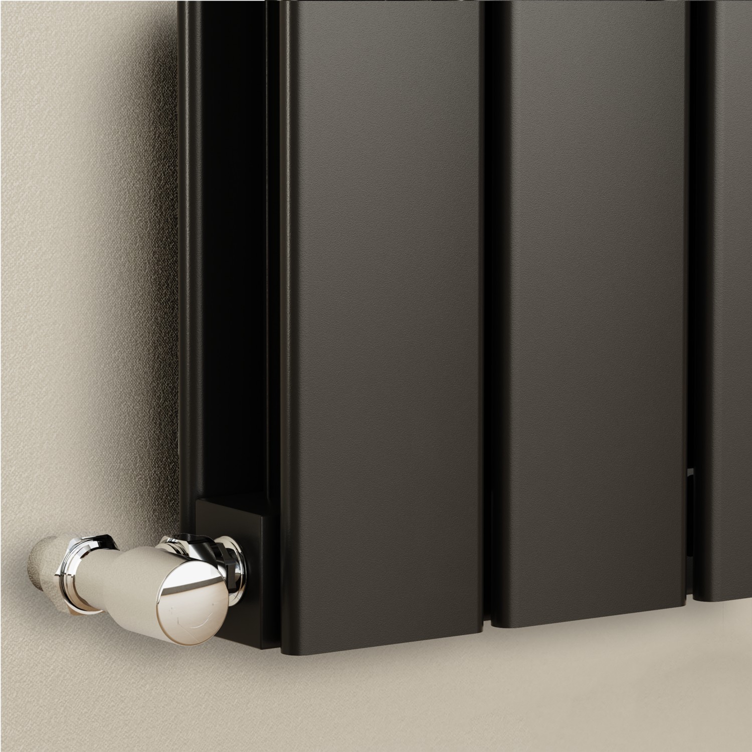 Eco Eleganza Midnight Black Horizontal Flat Designer Aluminium Radiator 600x1200mm Double Panel 4890 BTU thumbnail