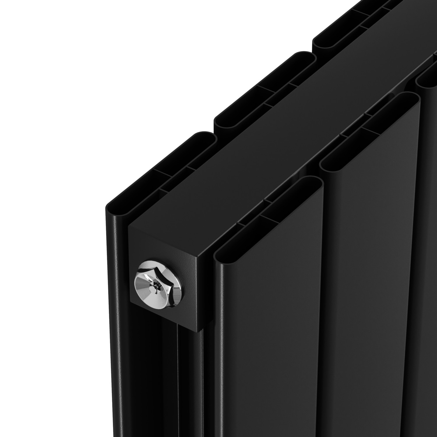 Eco Eleganza Midnight Black Horizontal Flat Designer Aluminium Radiator 600x1200mm Double Panel 4890 BTU thumbnail
