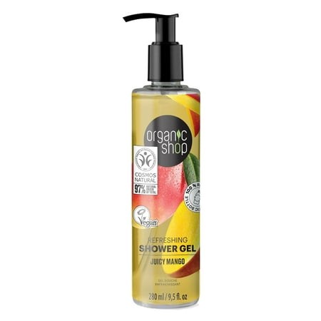 Organic Shop Mango Body Wash  Skin Hydrating Shower Gel  100% Vegan & Organic  Deep Moisturizing Skin Cleanser  Nourishing Body Wash. 9.5 Fl Oz