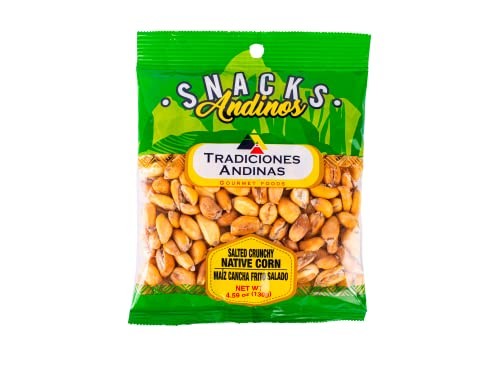 Tradiciones Andinas Salted Crunchy Native Corn 4.59 Oz - Maiz Cancha Snack Salty Fried, Frito Crujiente Y Salado, Golosinas Saladitas Peruanas, Peruvi