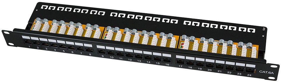 LogiLink Cat.6A Patch Panel 24-Port UTP. 90° LSA Termination