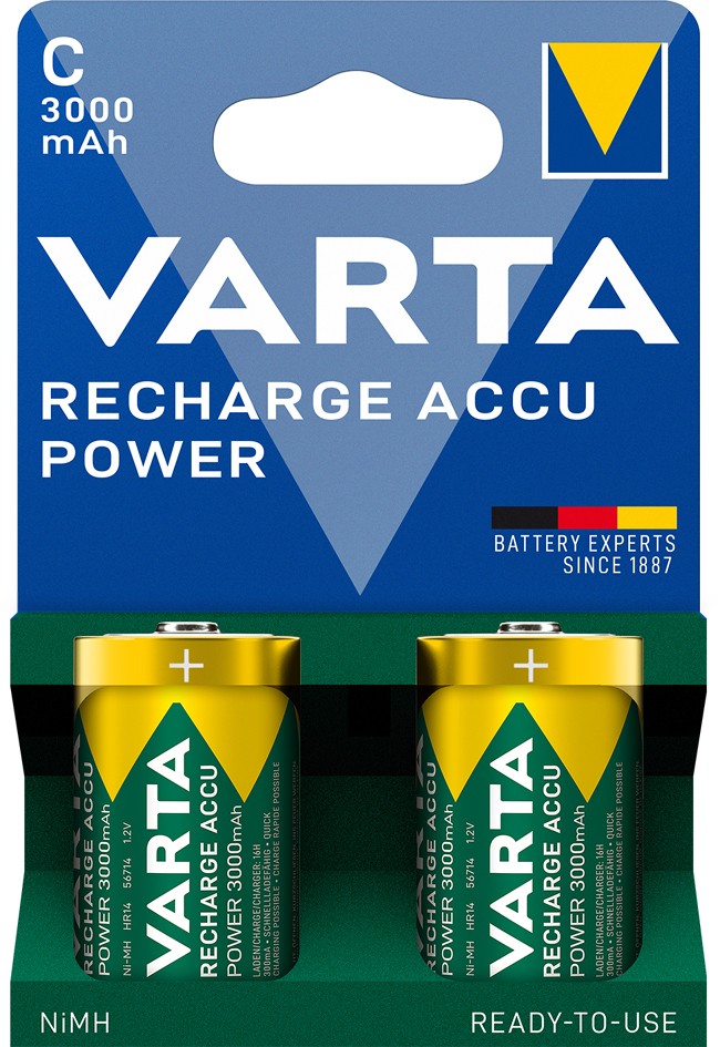 Varta C Rechargeable Accu Battery NiMH 3000 MAh Pack of 2 56714101412