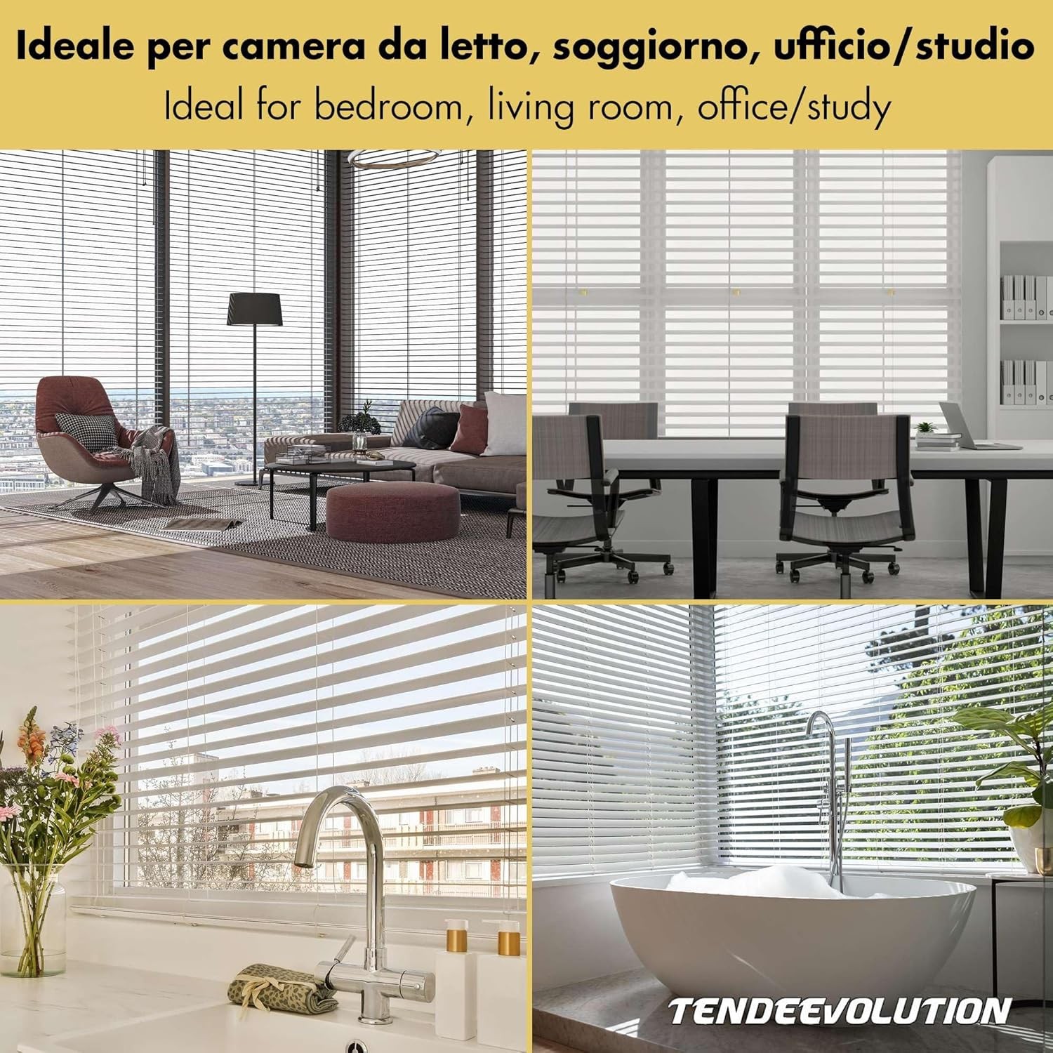 Tenda Veneziana Su Misura in Alluminio, Lamella Da 25mm - Larghezza 1,25 X Altezza 2,50, Col. Nero 0049, Comando E Orientamento a Destra thumbnail