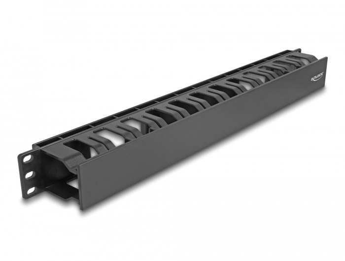 DeLOCK 19 Cable Management Routing Panel with 2 Openings 1U Black Pla