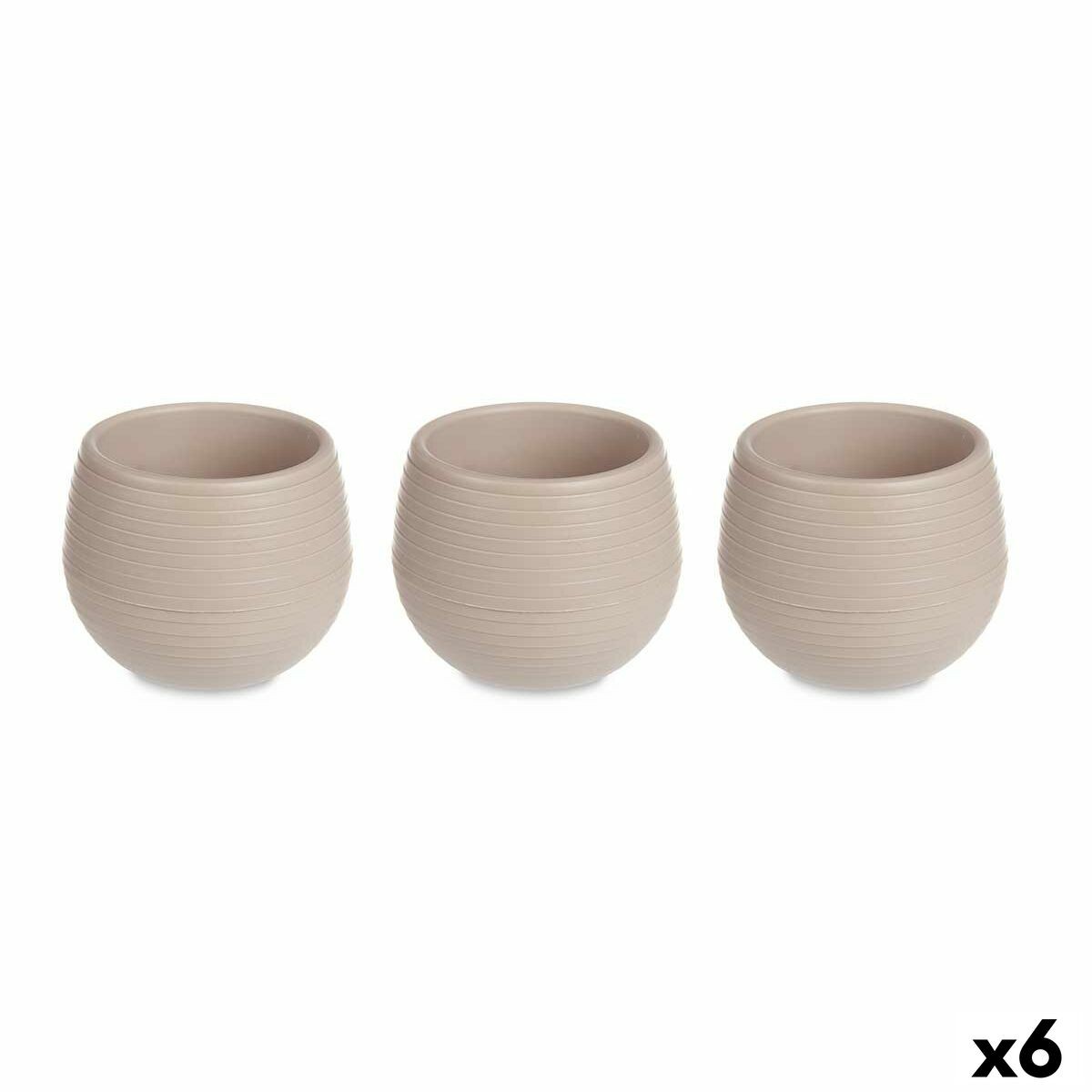 Ensemble De Pots Ibergarden ES0301214S3 Plastique Taupe 12 X 12 X 11 Cm (6 Unités)