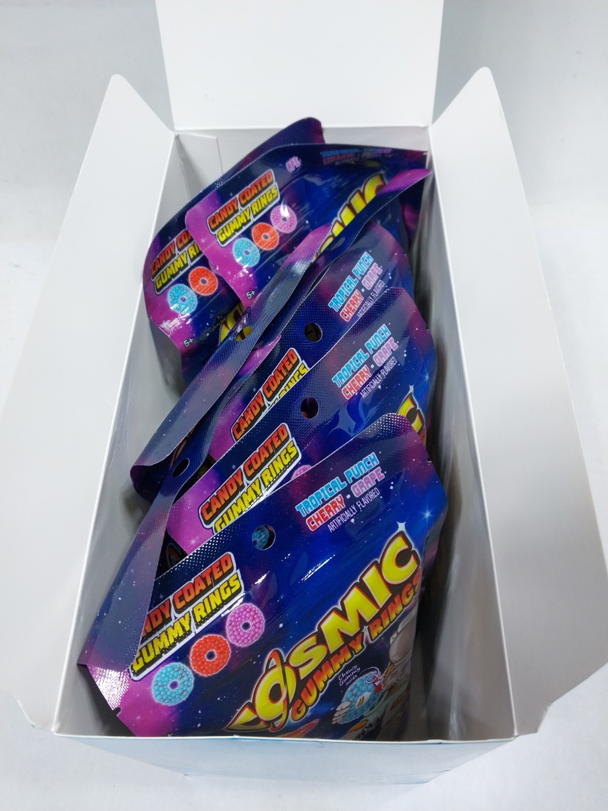 Cosmic Gummy Rings. Blue Rasp., Watermelon, Green Apple. 8ct Case.