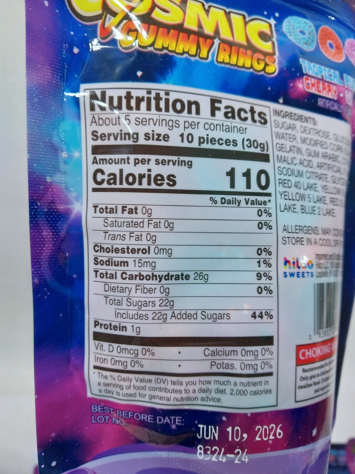 Cosmic Gummy Rings. Blue Rasp., Watermelon, Green Apple. 8ct Case. thumbnail