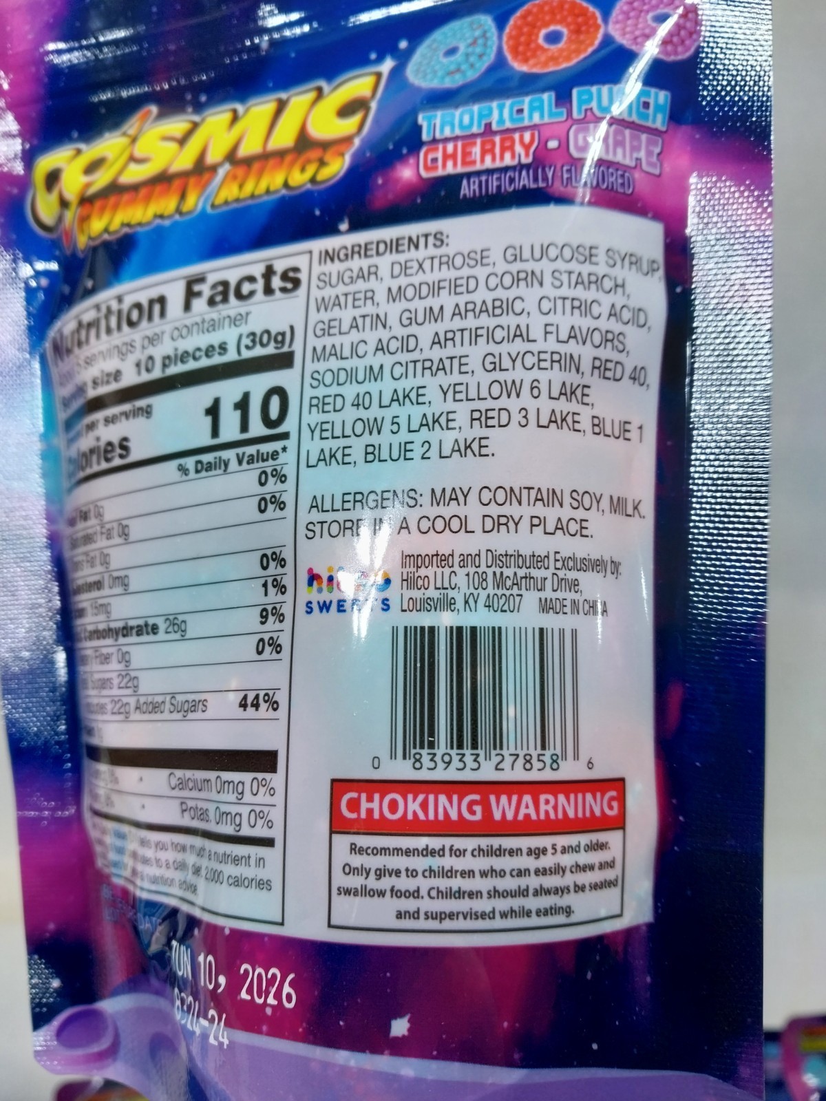 Cosmic Gummy Rings. Blue Rasp., Watermelon, Green Apple. 8ct Case. thumbnail