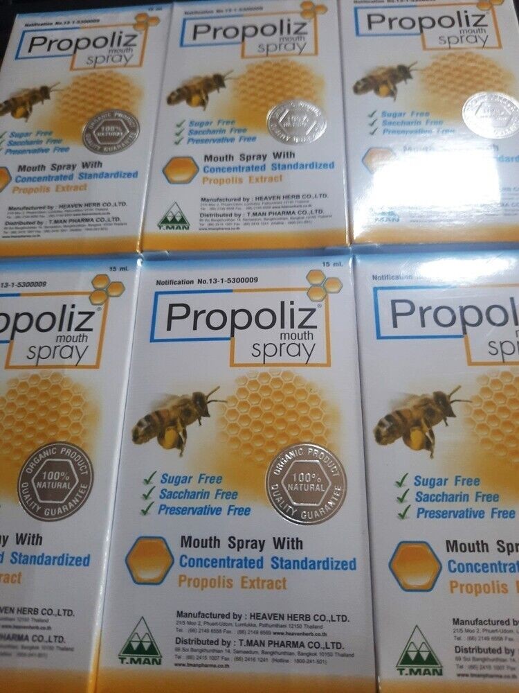6X Propoliz Mouth Spray Natural Brazilian Green Propolis Honey Menthol 15ml New thumbnail