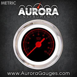 Aurora Instruments 6678 Competition Black Tachometer Gauge (Red Text, Red Vintage Needles, Chrome Trim Rings, Style Kit DIY Install)