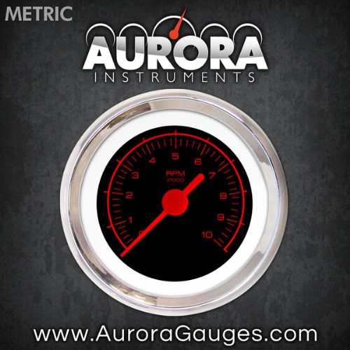 Aurora Instruments 6678 Competition Black Tachometer Gauge (Red Text, Red Vintage Needles, Chrome Trim Rings, Style Kit DIY Install) thumbnail