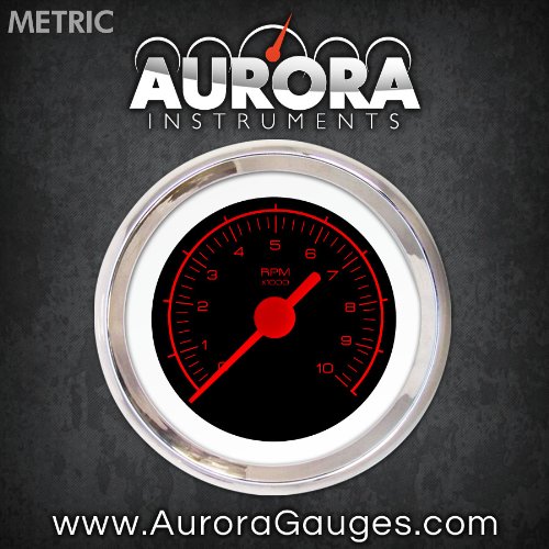 Aurora Instruments 6678 Competition Black Tachometer Gauge (Red Text, Red Vintage Needles, Chrome Trim Rings, Style Kit DIY Install) thumbnail
