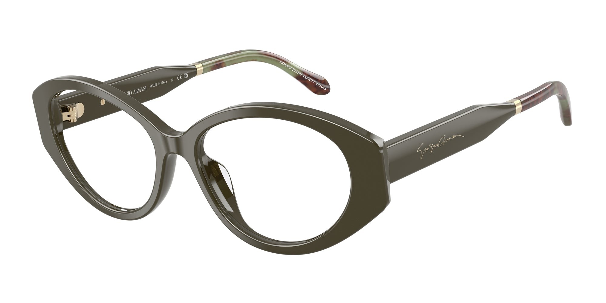 Giorgio Armani Woman AR7281U  6229 Optical Frames Acetate Green Transparent Round Normal