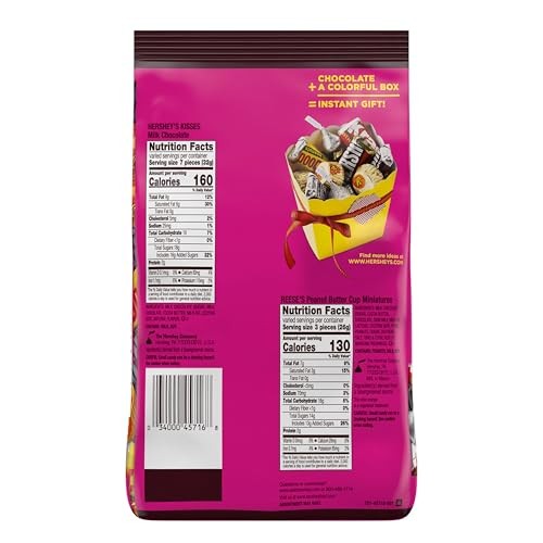 Hershey's, Reese's, Kisses Milk Chocolate Candy Mini Assortment, 32.9 Oz, Pack of 122 Pieces thumbnail