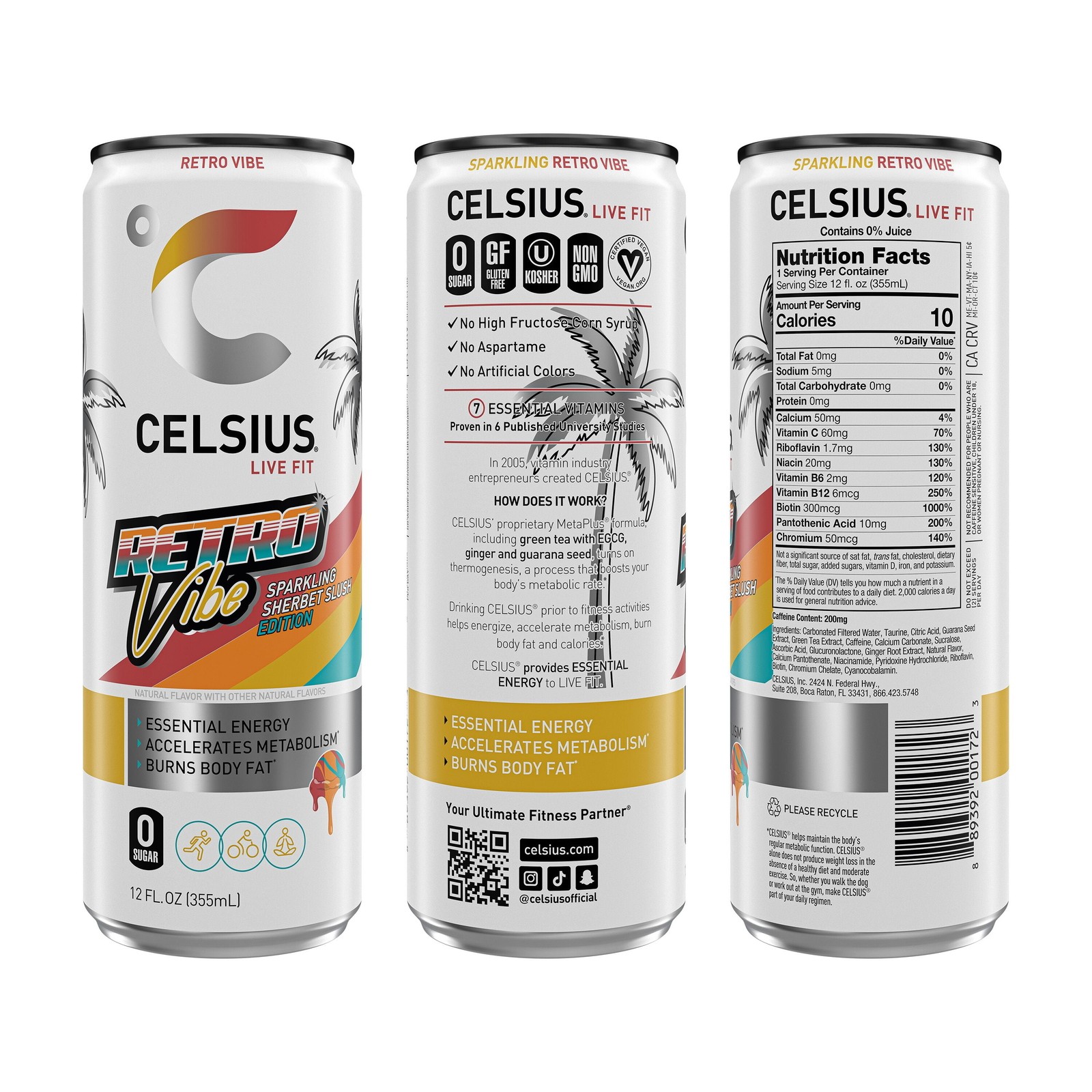 Sparkling Retro Vibe, Functional Energy Drink 12 Fl Oz (Pack of 12) thumbnail