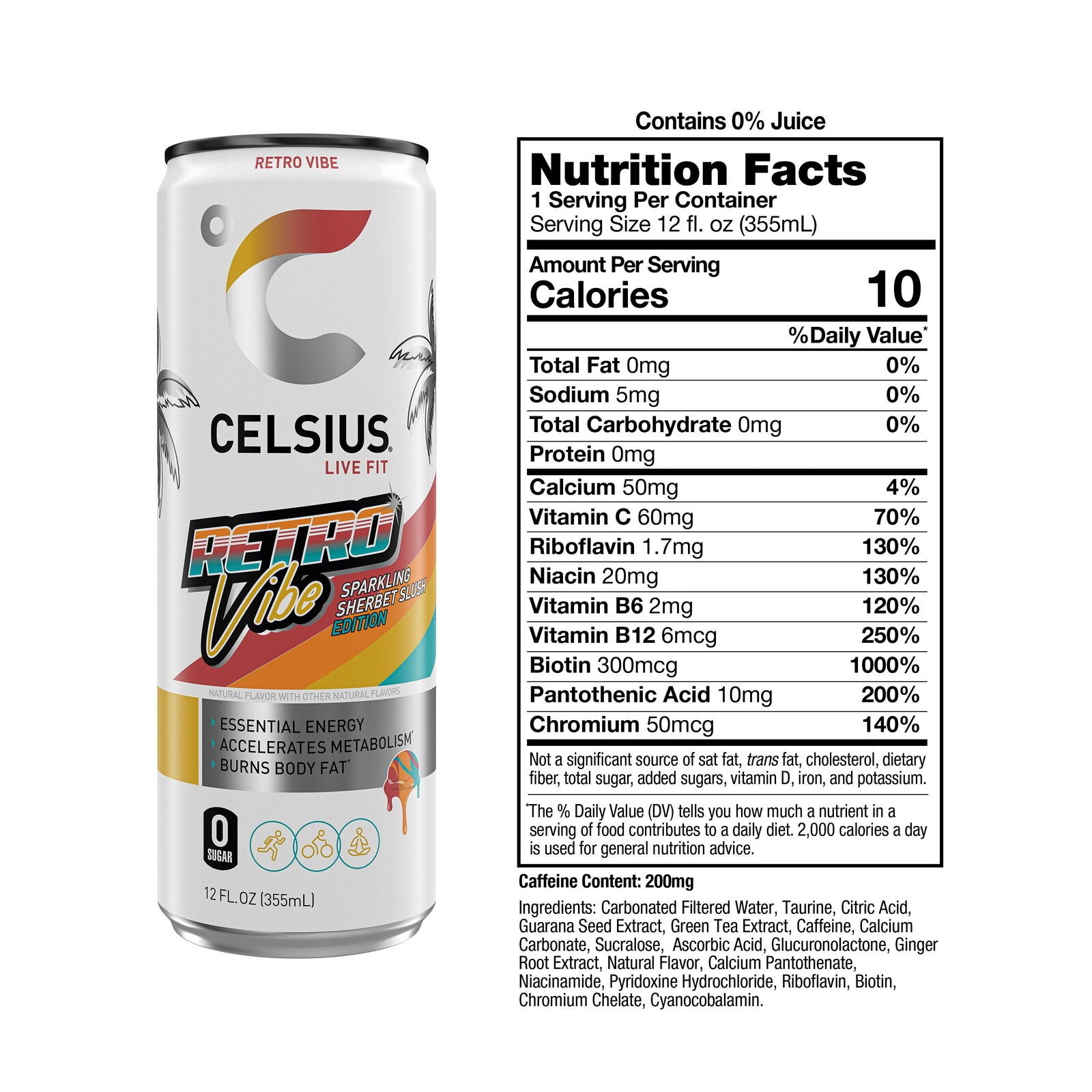 Sparkling Retro Vibe, Functional Energy Drink 12 Fl Oz (Pack of 12) thumbnail