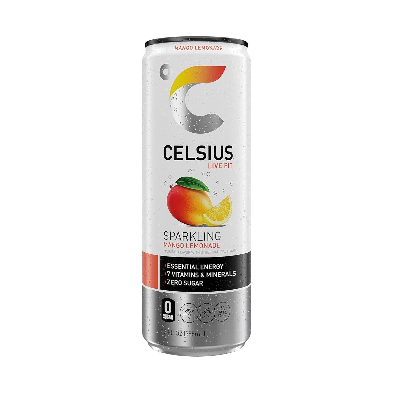 CELSIUS Sparkling Mango Lemonade, Functional Energy Drink 12 Fl Oz (Pack of 12) thumbnail