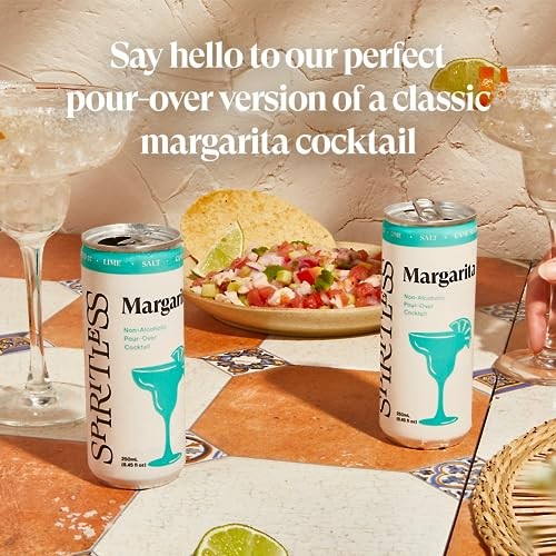 SPIRITLESS Margarita, Non-Alcoholic Pour-Over Cans, Ready to Drink or Mocktail & Cocktail Mixer, Vegan, 80 Calories, 8.45 Fl Oz Cans (4 Pack) thumbnail