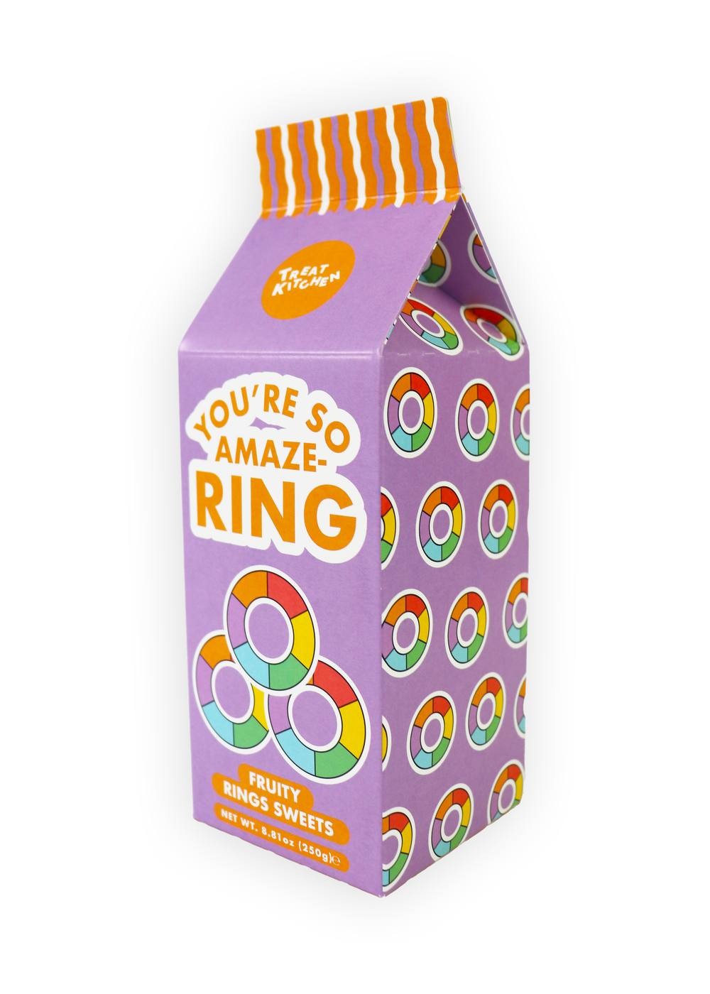 Treat Kitchen Gummy Fruity Rings Sweet Milk Carton in Blue
