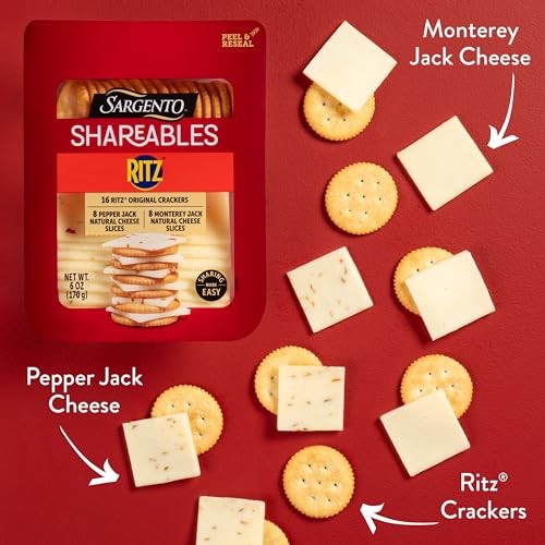 Sargento Shareables Pepper Jack & Monterey Jack Sliced Cheese with Ritz Original Crackers Cheese Tray, 6 Oz. thumbnail