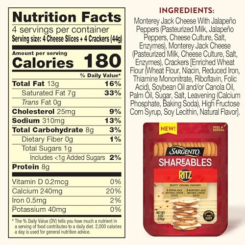 Sargento Shareables Pepper Jack & Monterey Jack Sliced Cheese with Ritz Original Crackers Cheese Tray, 6 Oz. thumbnail