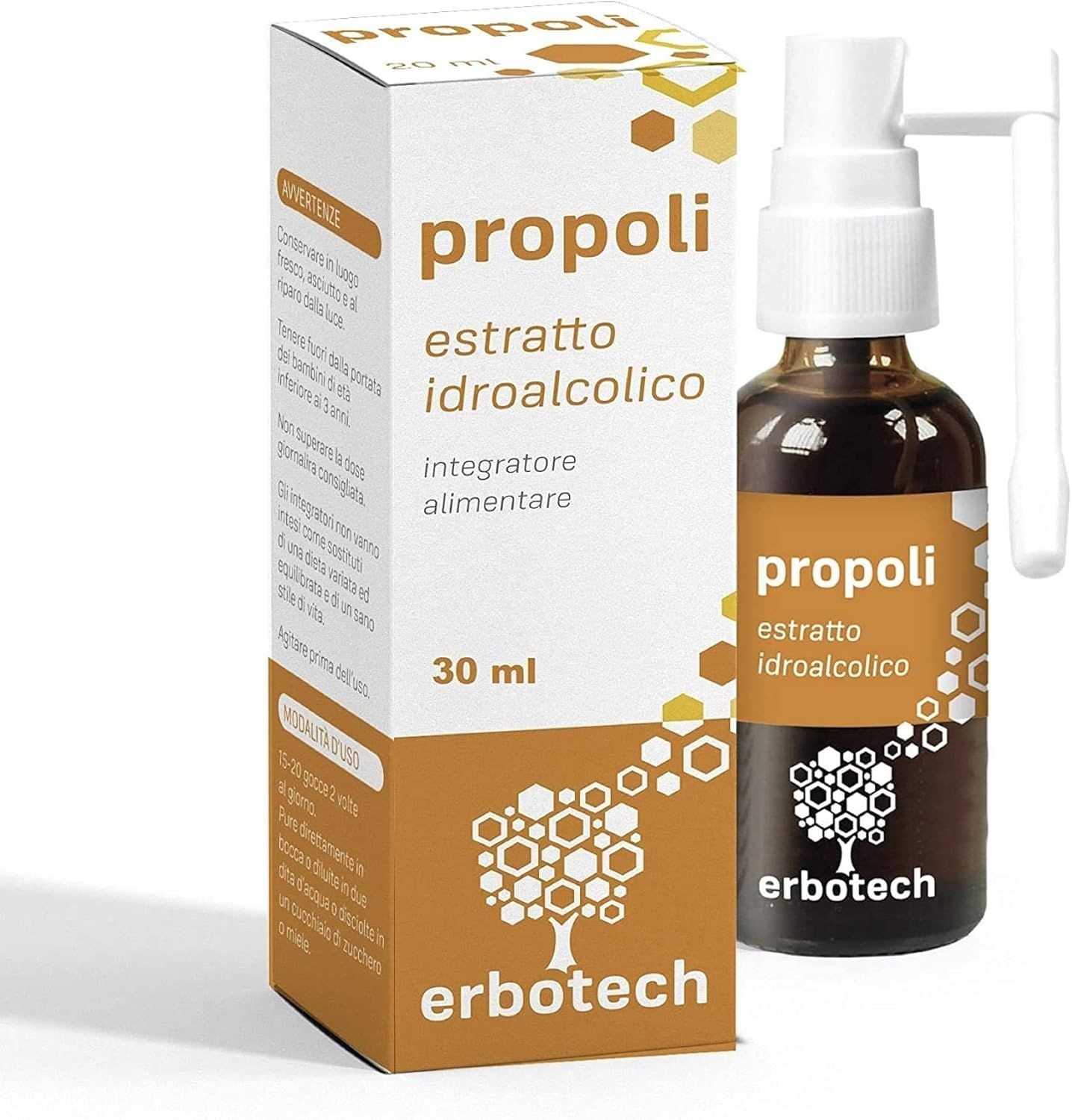Erbotech Propoli  Estratto Idroalcolico Forte, Spray