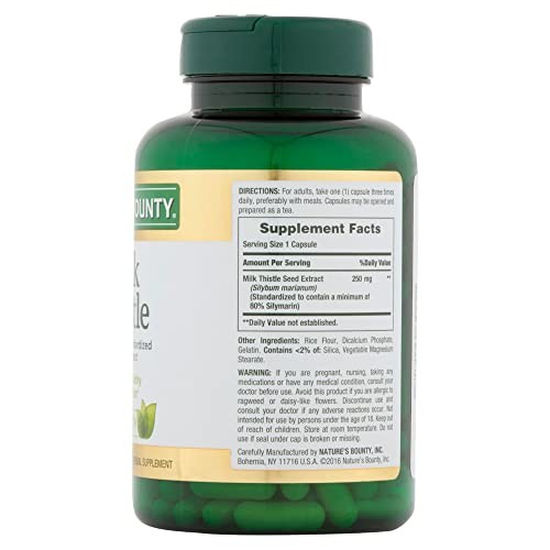 Nature's Bounty Milk Thistle 250 Mg Capsules 200 Ea (Pack of 2) thumbnail