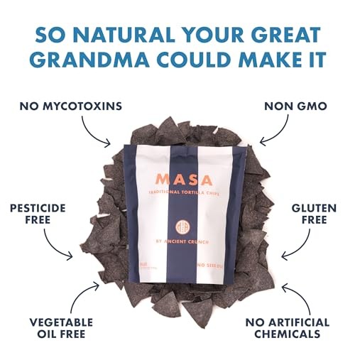 MASA Chips Blue Corn Tortilla Chips - Naturally Grown Blue Corn with Grass Fed Tallow and Sea Salt Tortilla Chips - No Seed-Oil Snacks - 2 Pack, 5 Oun thumbnail