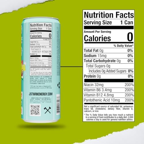 JST WRK Energy Drink - 12-Pack, Sugar-Free, Zero Calories, No Sugar Alcohols, 12 Fl Oz., 200 Milligrams Caffeine (Melon Pop) thumbnail