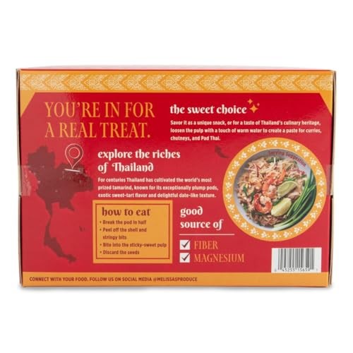 Melissas Large Sweet Tamarind Pods  Whole Fruit, 100% Natural, Thai Tamarindo, Dried & Fresh, Sweet & Tangy Flavor  16 Oz Bag, Non-GMO, Good Source of thumbnail