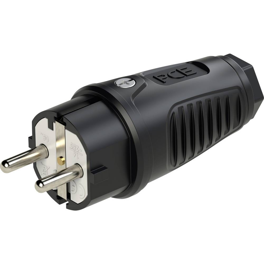 PC Electric 0511-ss Safety Plug Rubber Black 250V IP54 Mains Power