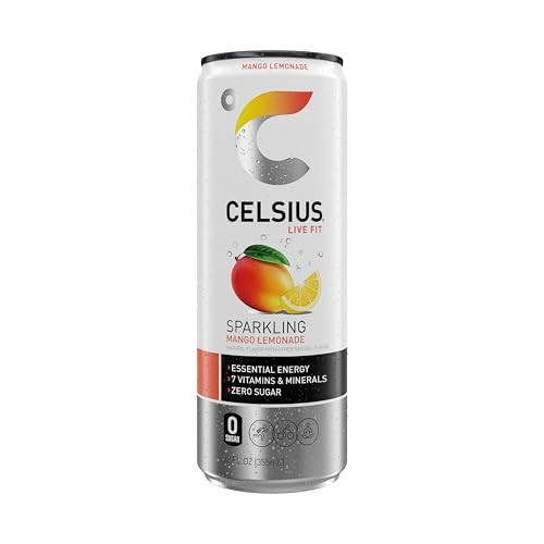 CELSIUS Sparkling Mango Lemonade, Functional Energy Drink 12 Fl Oz (Pack of 12) thumbnail