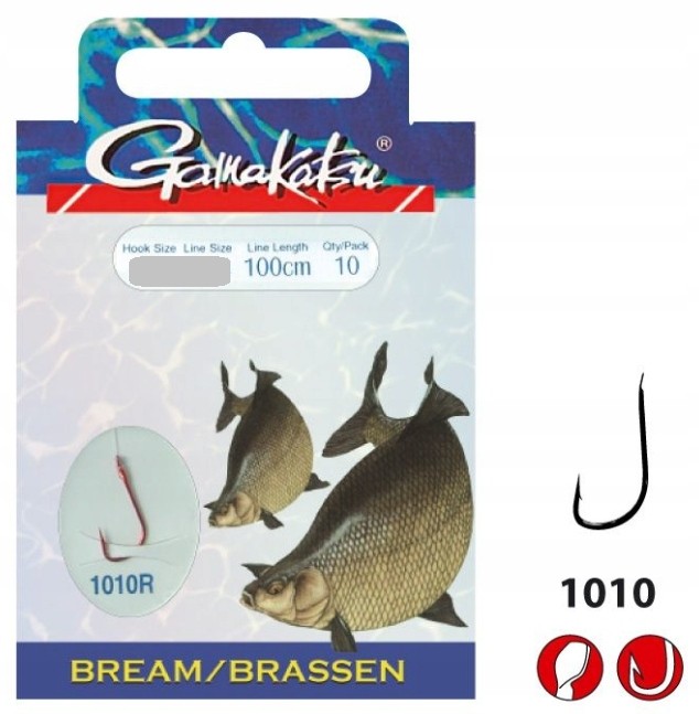 Gamakatsu Haczyki Z Przyponem Coars Booklet Bream 1010R #12-0.14MM 100CM