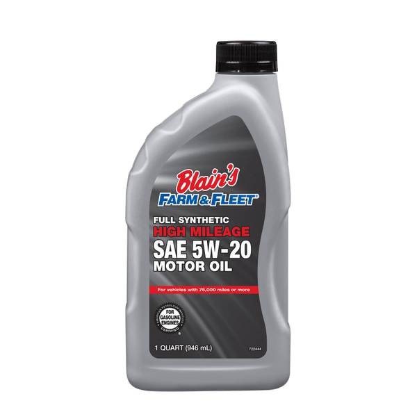 Blain's Farm & Fleet 1 Quart High Mileage 5W-20 Full Synthetic Motor Oil